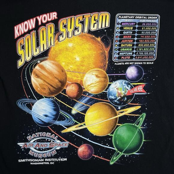 Vtg Smithsonian National Air Space Museum Solar System Planets Med T Shirt Nerd - Picture 1 of 10